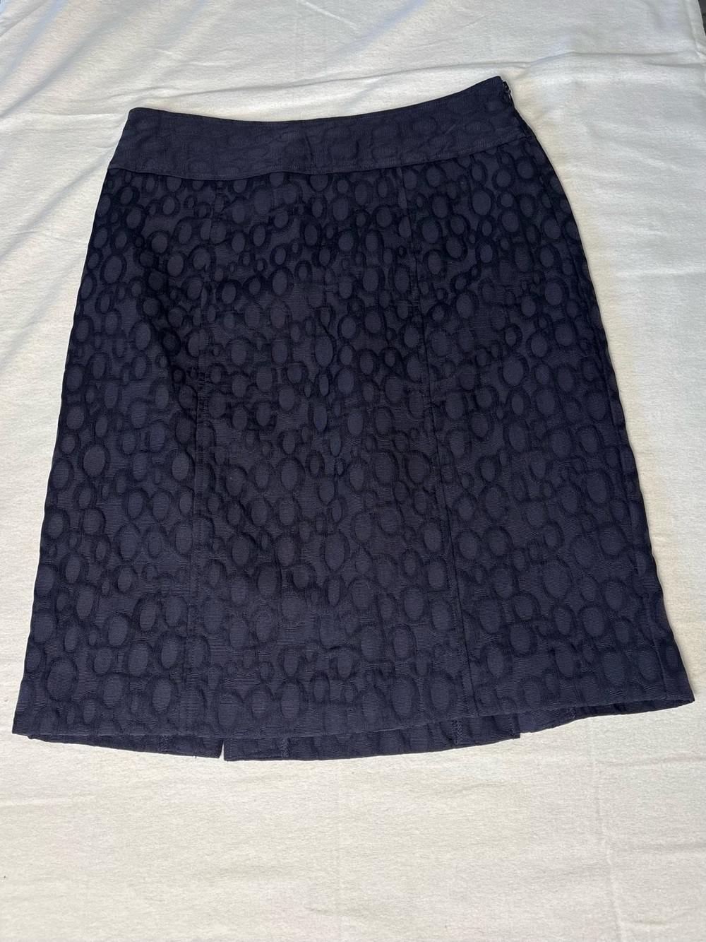 Dana Buchman Navy Textured A-Line Skirt